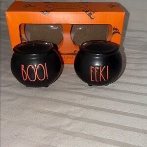 Rae Dunn BOO and EEK Halloween Cauldron Salt and Pepper Shaker Set